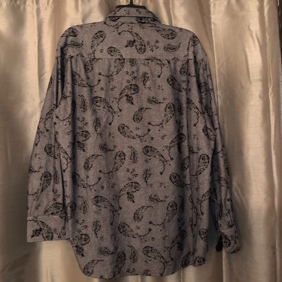 Tallia Paisley Velvet Textured Dress Shirt, 17.5 - Picture 3 of 4
